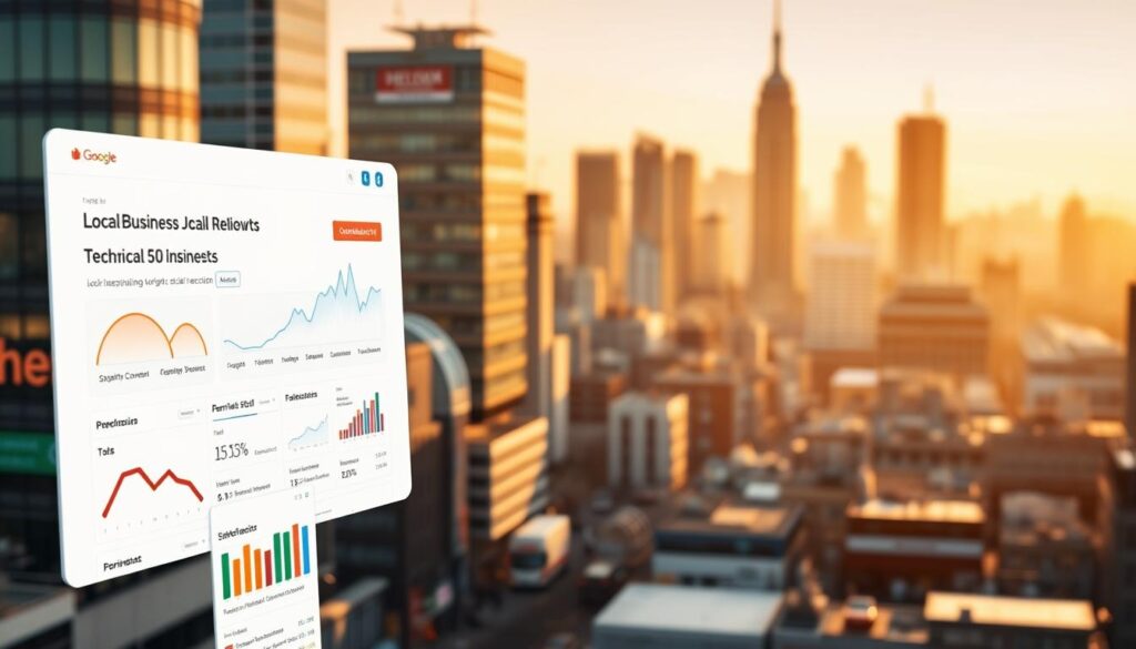 A bustling city skyline at golden hour, with a clean, modern website interface floating in the foreground, showcasing technical SEO metrics and insights for a local business. In the middle ground, a team of developers poring over code, optimizing the website's technical architecture. The background is a hazy, out-of-focus representation of the local community - storefronts, landmarks, and people going about their day. The lighting is warm and inviting, reflecting the collaborative, data-driven approach to local search engine optimization. A bustling city skyline at golden hour, with a clean, modern website interface floating in the foreground, showcasing technical SEO metrics and insights for a local business. In the middle ground, a team of developers poring over code, optimizing the website's technical architecture. The background is a hazy, out-of-focus representation of the local community - storefronts, landmarks, and people going about their day. The lighting is warm and inviting, reflecting the collaborative, data-driven approach to local search engine optimization.