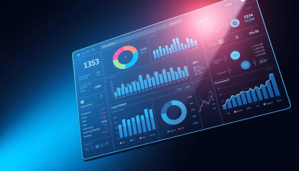 a highly detailed digital illustration of a search engine optimization dashboard with a focus on local search optimization, showing analytical graphs, charts, and data visualizations demonstrating key metrics and insights for improving local SEO, presented in a sleek, modern interface with a cool, blue-gray color scheme and dynamic lighting that creates a sense of depth and dimension, shot from a slightly elevated angle to give an expansive, comprehensive view of the dashboard UI a highly detailed digital illustration of a search engine optimization dashboard with a focus on local search optimization, showing analytical graphs, charts, and data visualizations demonstrating key metrics and insights for improving local SEO, presented in a sleek, modern interface with a cool, blue-gray color scheme and dynamic lighting that creates a sense of depth and dimension, shot from a slightly elevated angle to give an expansive, comprehensive view of the dashboard UI